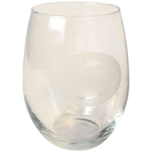 stemless wine glass with athletic logo image